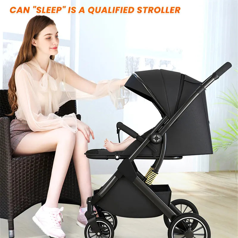 Luxury Baby Stroller Portable Travel Baby Carriage Folding Prams High Landscape Aluminum Frame Car Quick Fold for Newborn Baby