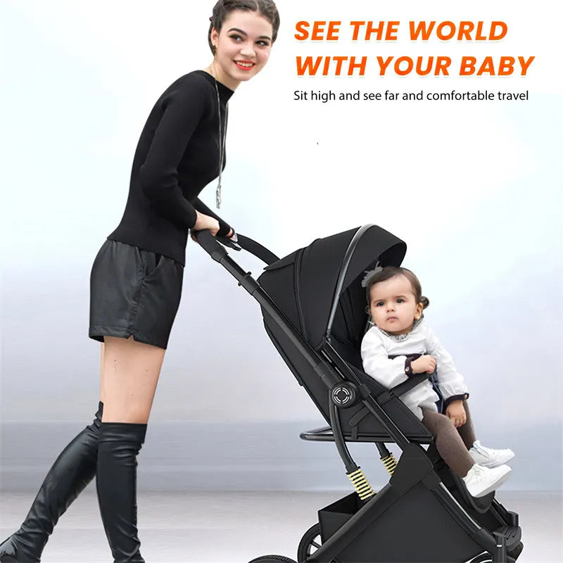 Luxury Baby Stroller Portable Travel Baby Carriage Folding Prams High Landscape Aluminum Frame Car Quick Fold for Newborn Baby